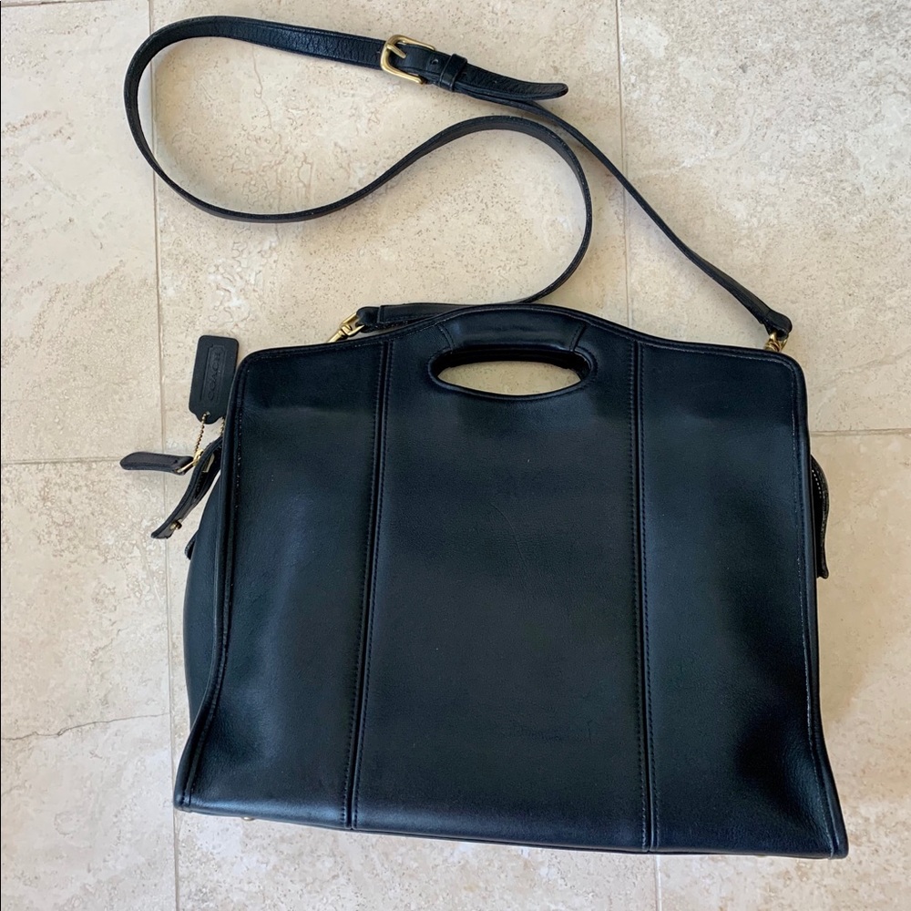 Coach black Zip Top Shopper, made in USA